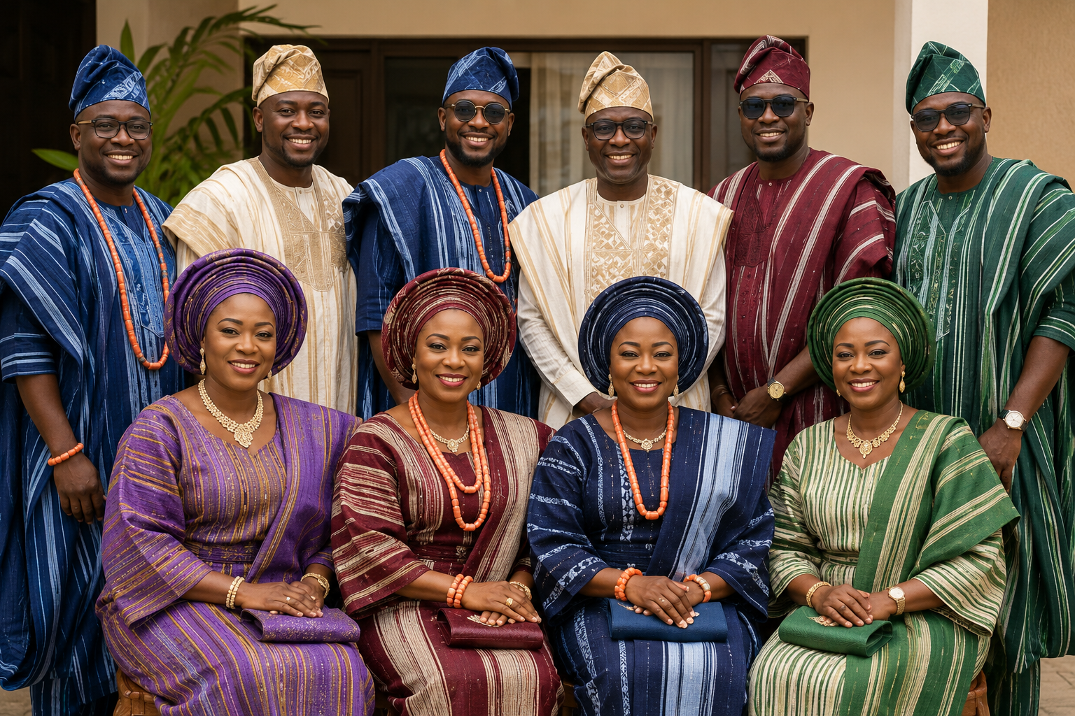 Premium hand-woven Aso-Oke fabric detail
